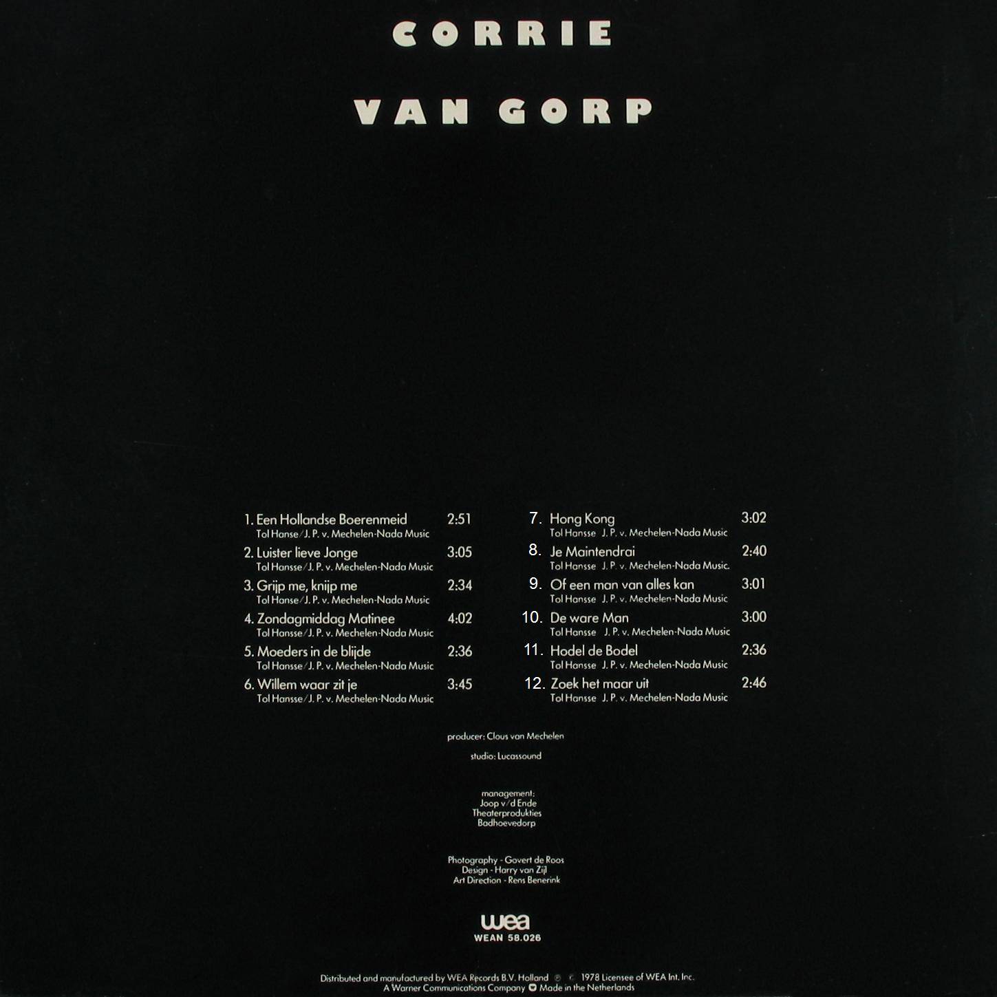 Corrie van Gorp Corrie van Gorp : LP Back